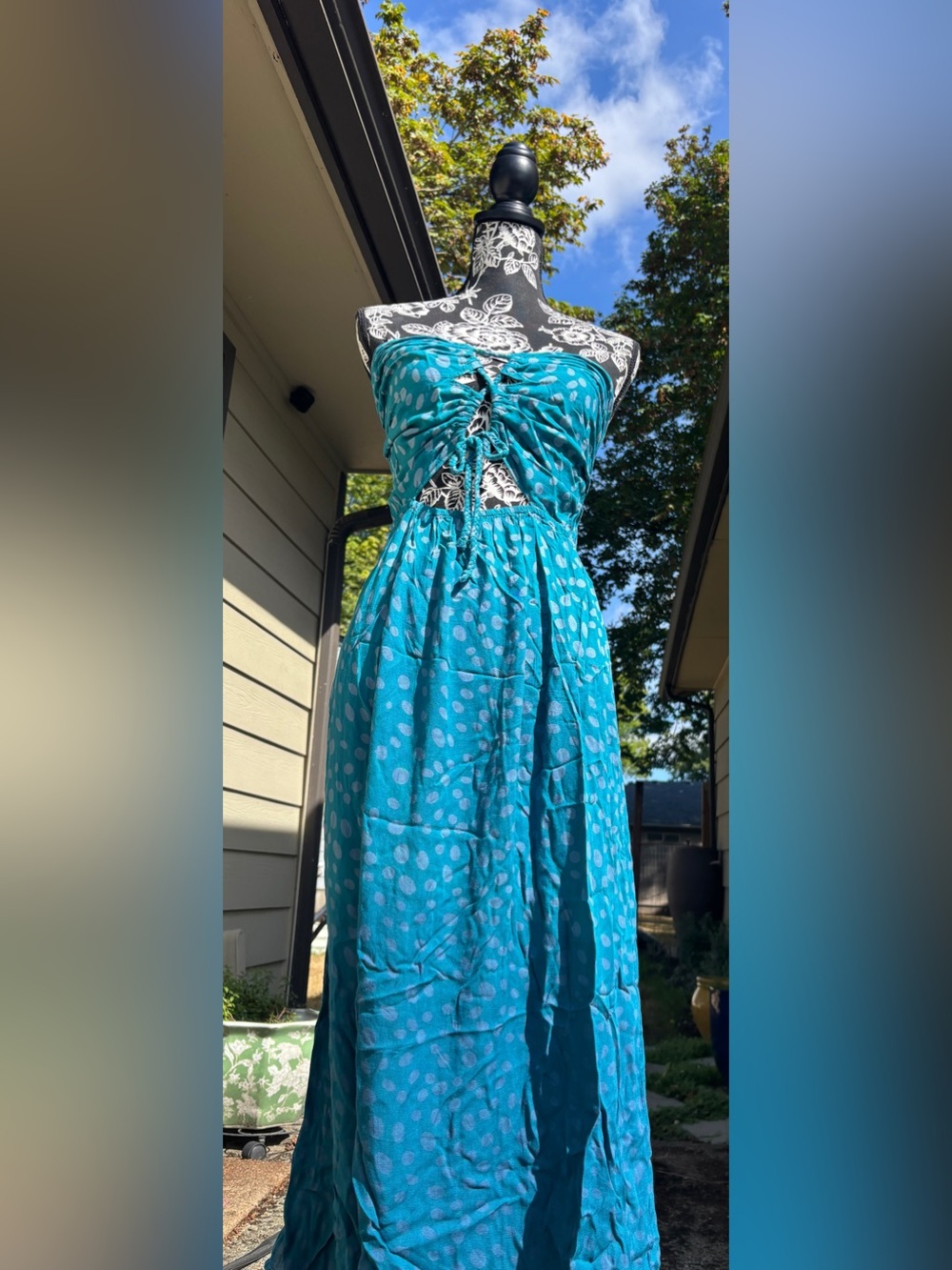 Tiare Hawaii Teal Polka Dot Midi Dress